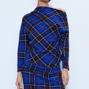 Zara plaid off the shoulder top